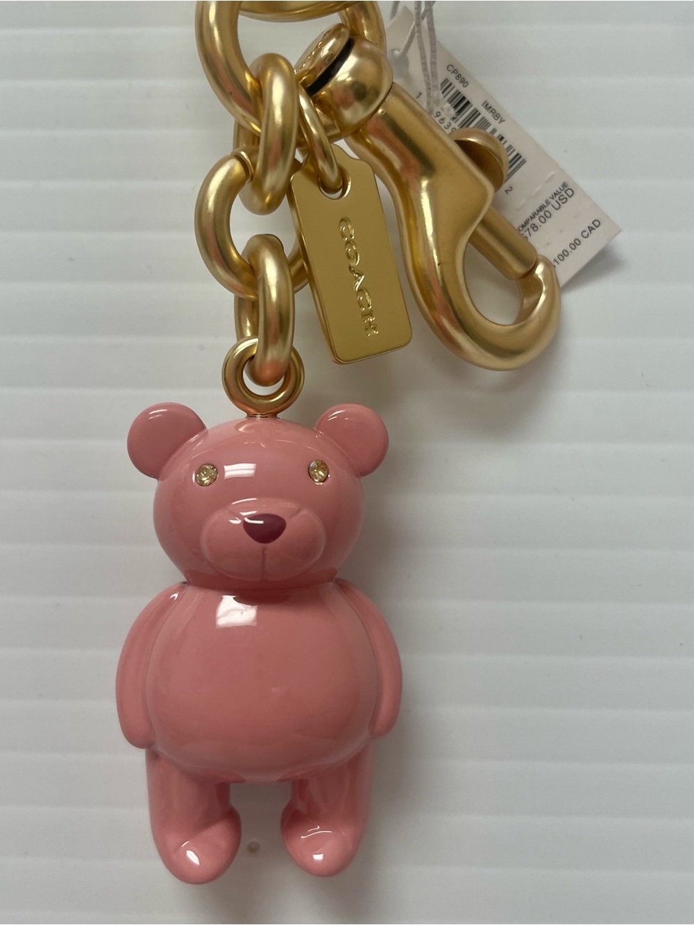 Coach IM/Ruby Pink Bear Charm Keychain - Picture 2 of 4